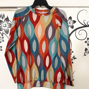 Retro Design Multi-Colored Pullover Top